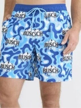 Busch Light Beer Mens Swim Trunks Board Shorts Big Tall 3XL Lined Elastic Waist